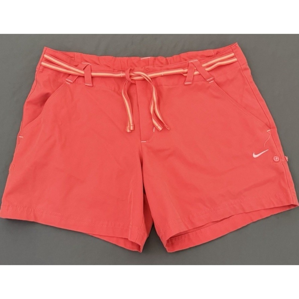 NIke Shorts Womens Small 4/6 Pink Coral Belt Zip Cuffed Elastic Waist Outdoors